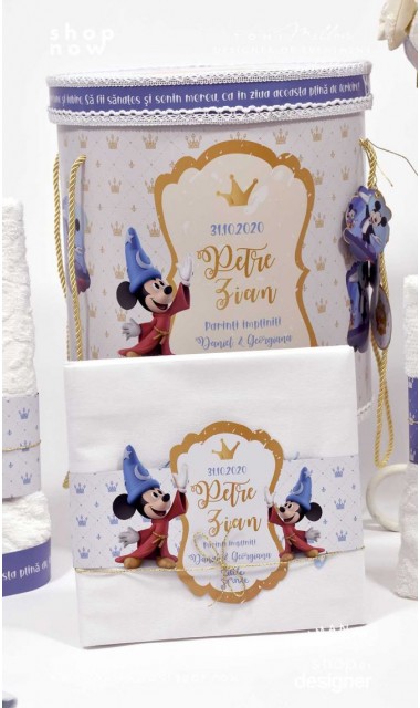 Trusou de botez Mickey Mouse personalizat grafic prin coasere cu imagini Disney Royal The King 6